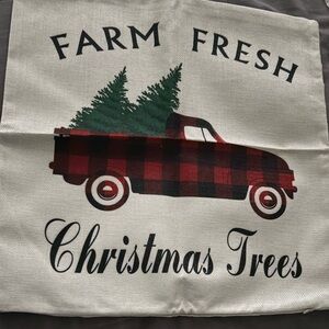 Plaid Red Truck Christmas Pillow Cover